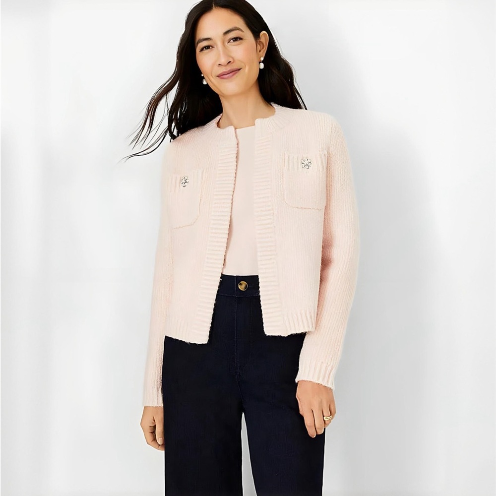 Ann Taylor Jeweled Button Sweater Jacket